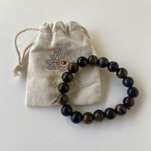 Mindful Souls Protective Tiger’s Eye Bead Bracelet Stretch 100% Natural 7-7.4”